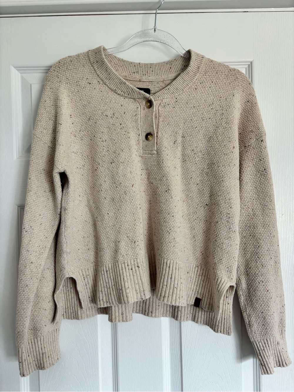 Roots Cream Henley Heathered Knit Sweater